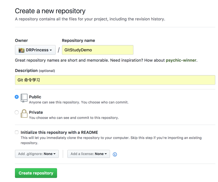 create new repository