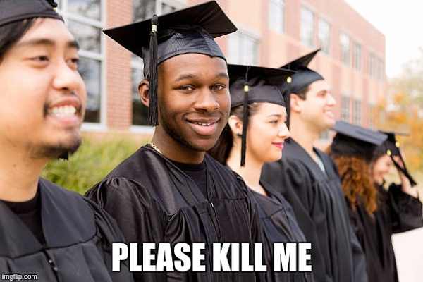 A typical graduate student. You can see the pain in his eyes.