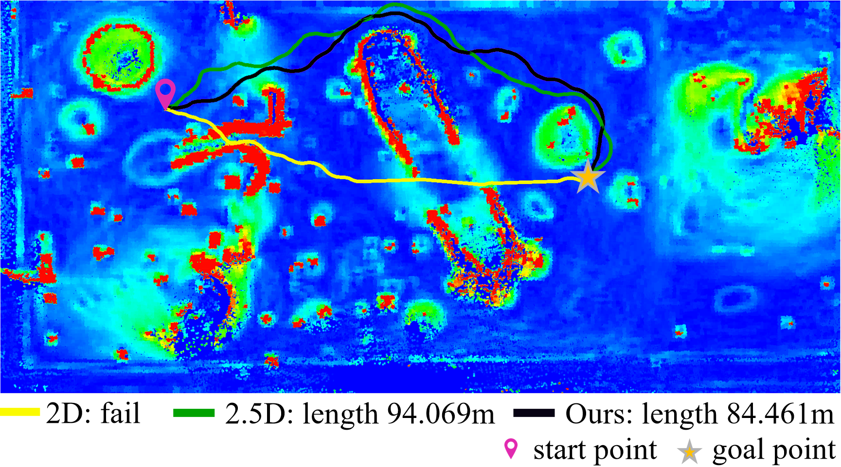 Hybrid Map Based Path Planning For Robot Navigation In Unstructured