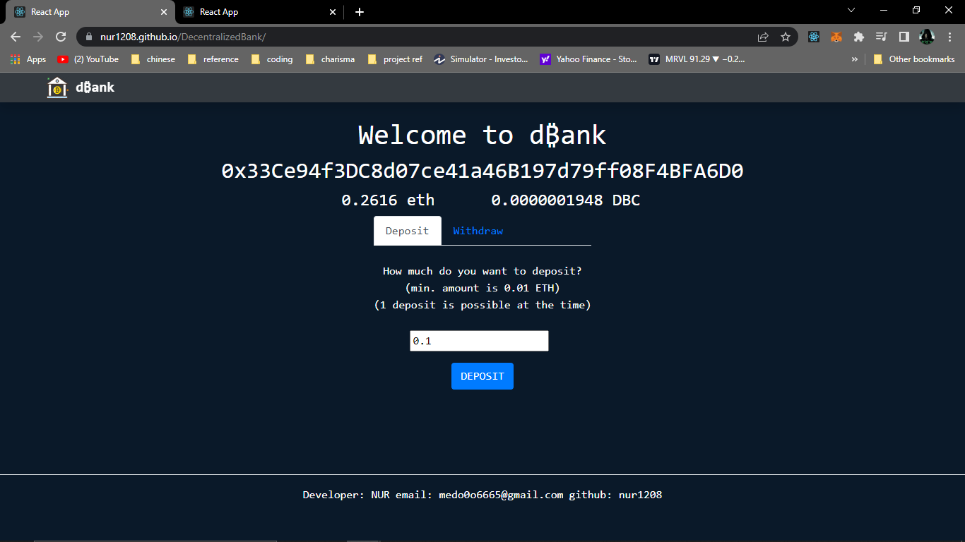 Github Nur Decentralizedbank Decentralizedbank With Solidity