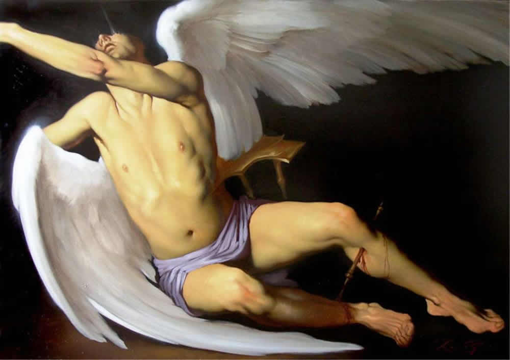 Morte incorporation - Anjo ferido óleo sobre tela 50x70 (Pintura de Roberto Ferri)