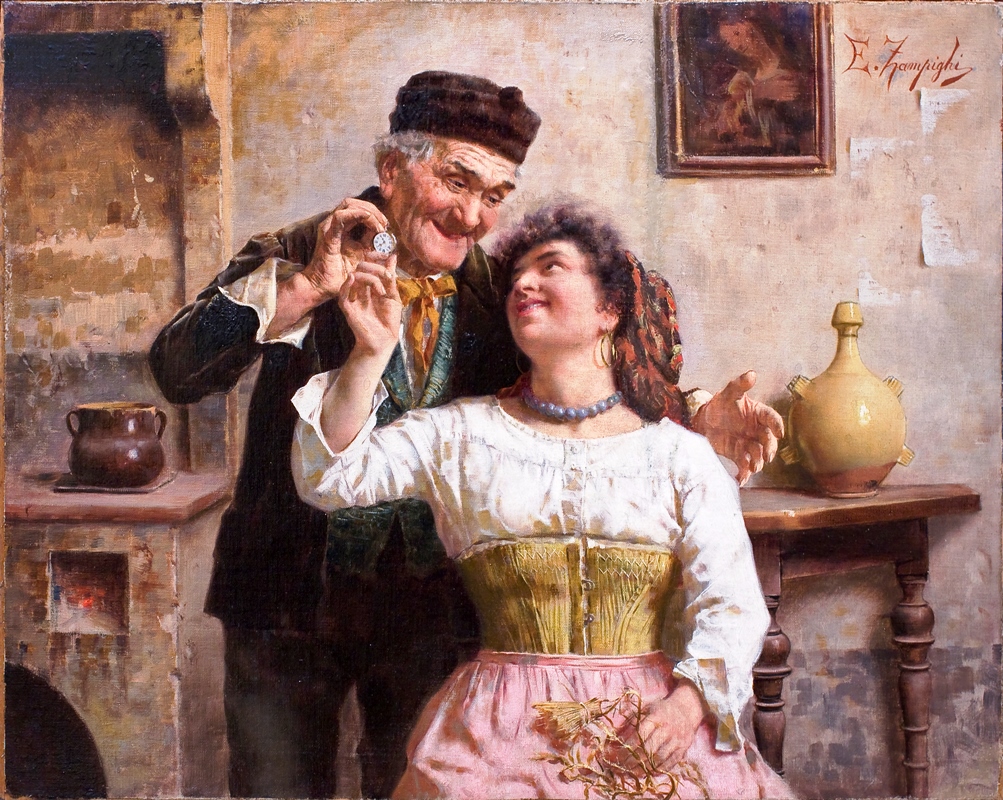 Uma paixão tardia - Oldman And Young Lady (Pintura de Eduardo Eugenio Zampighi)