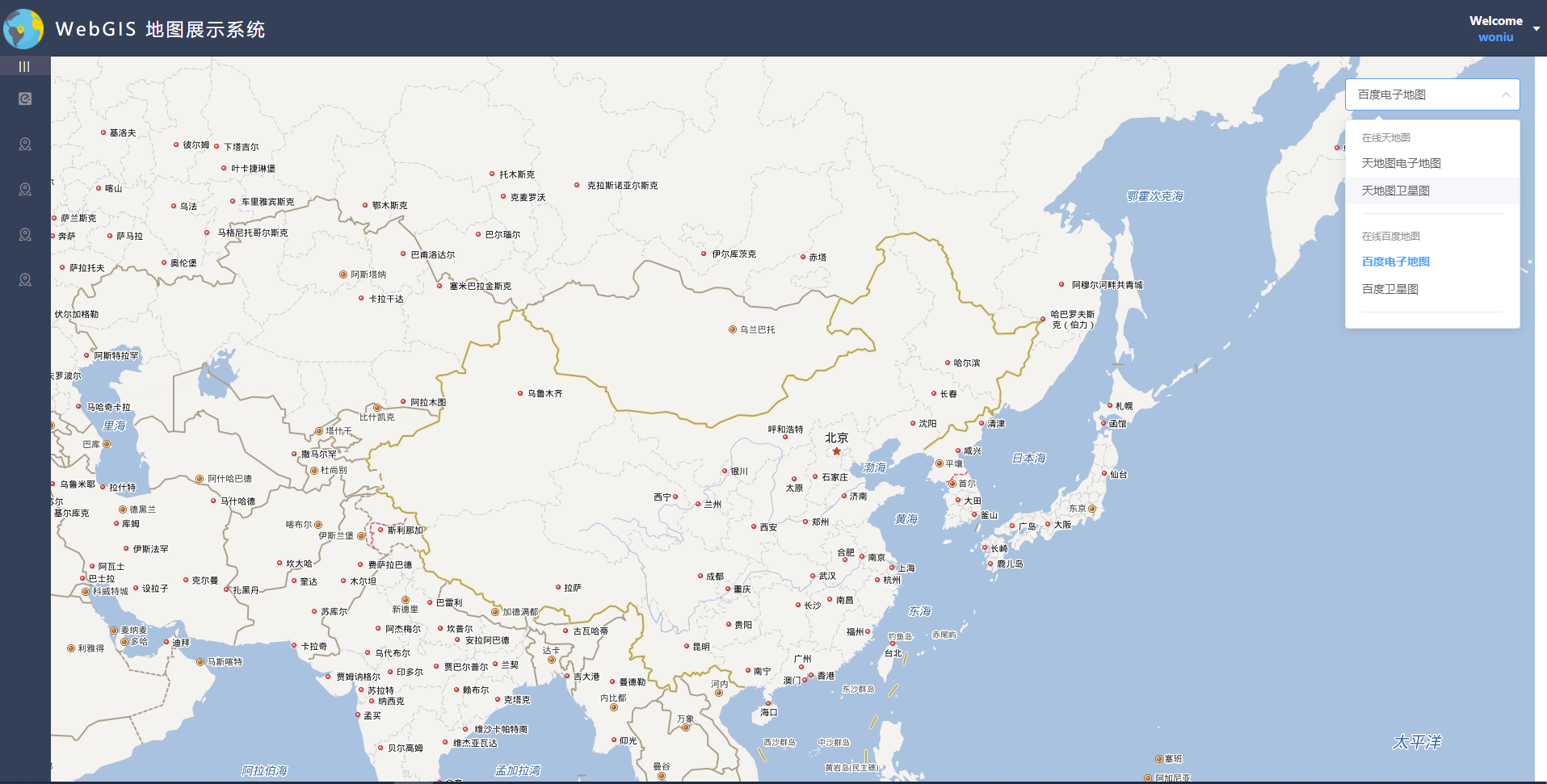 支持google,天地图,高德,腾讯,geoq,arcgis等多源在线网络地图的切换&