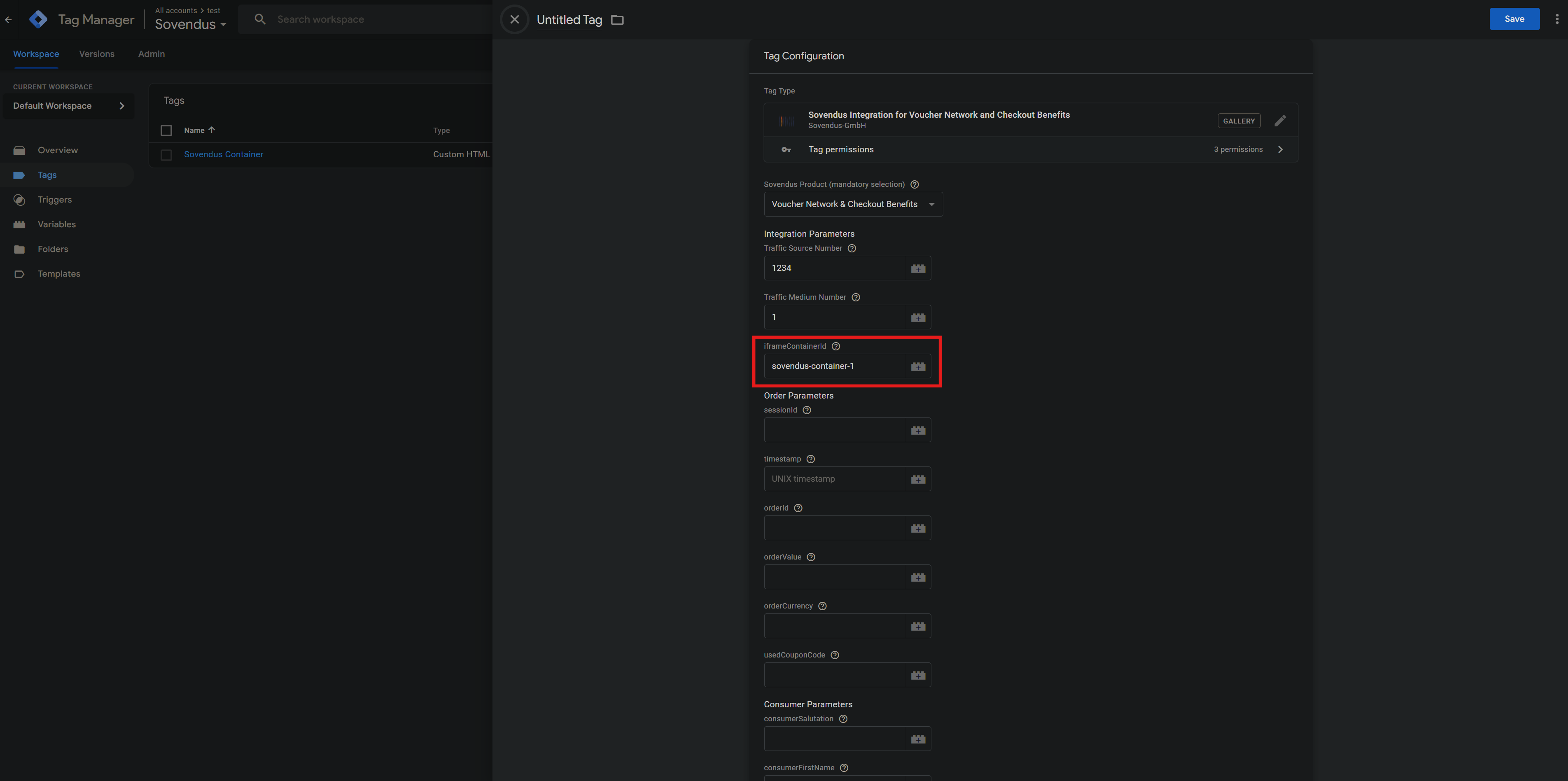 GTM tag config