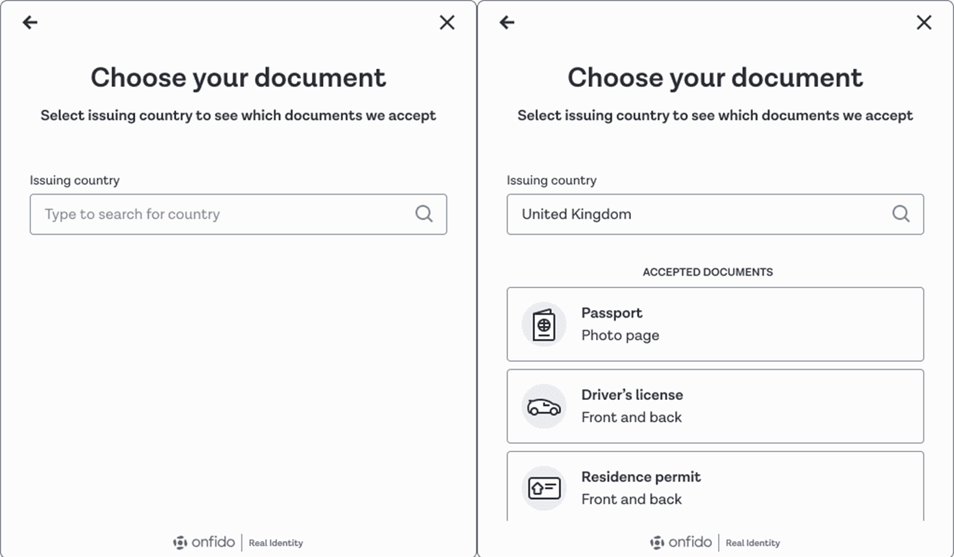 Choose documents type