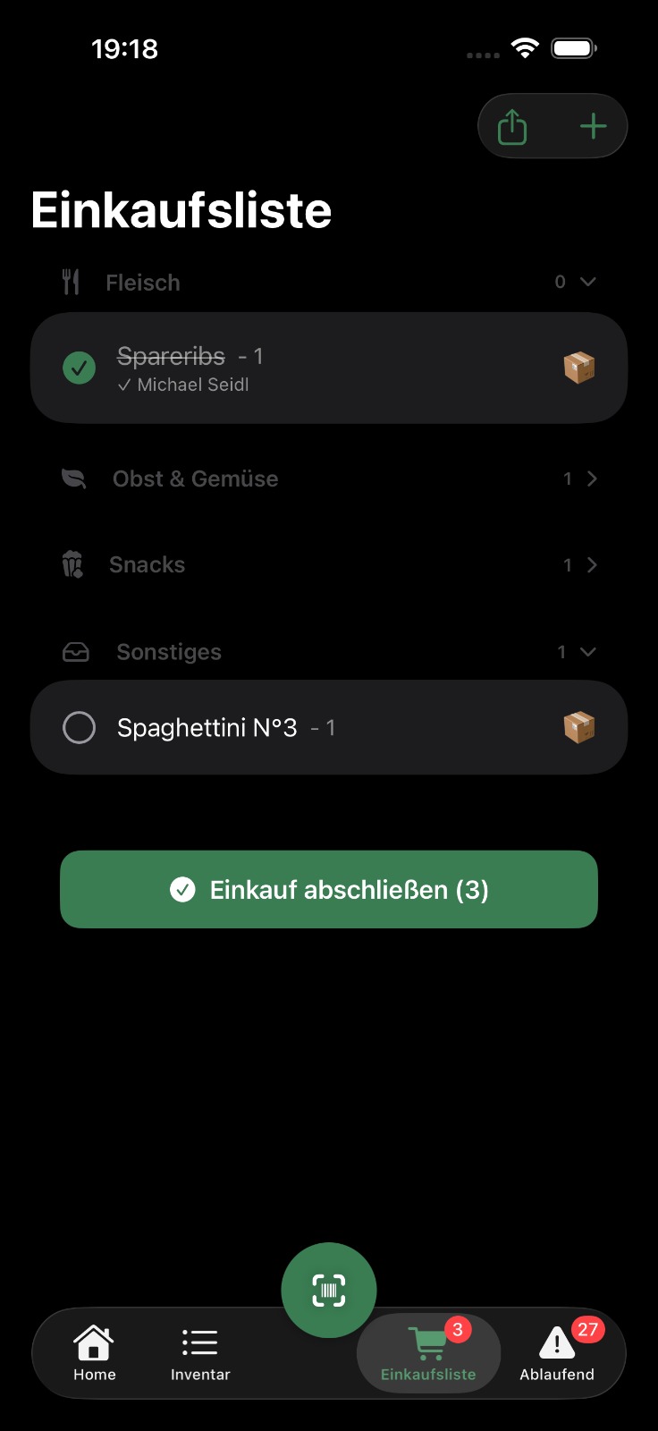 Einkauf abschlie&szlig;en (Dark)