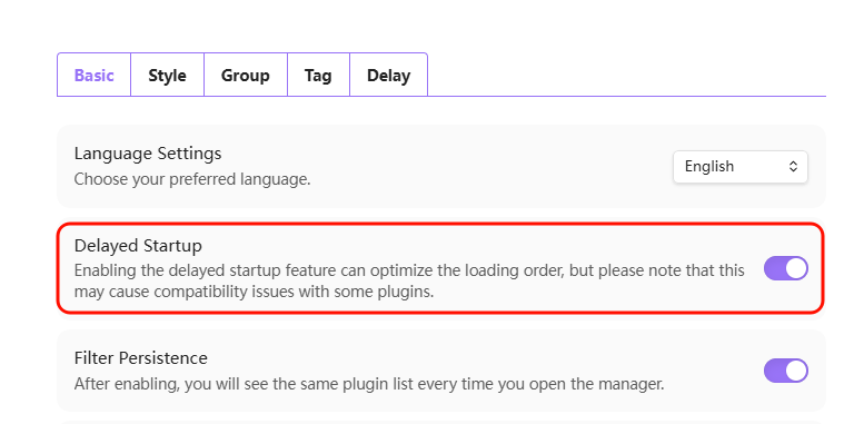 Delay start needs to be enabled manually