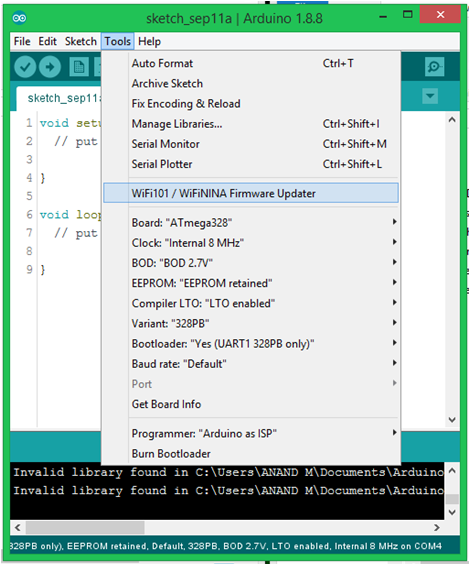 Arduino IDE settings