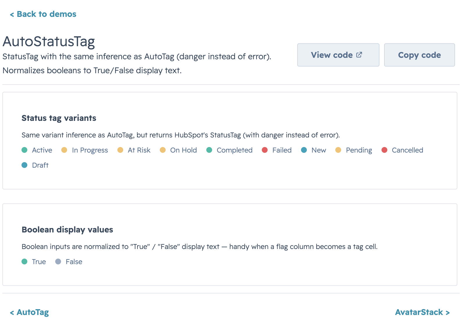 AutoStatusTag variants