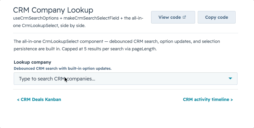 CrmLookupSelect live search