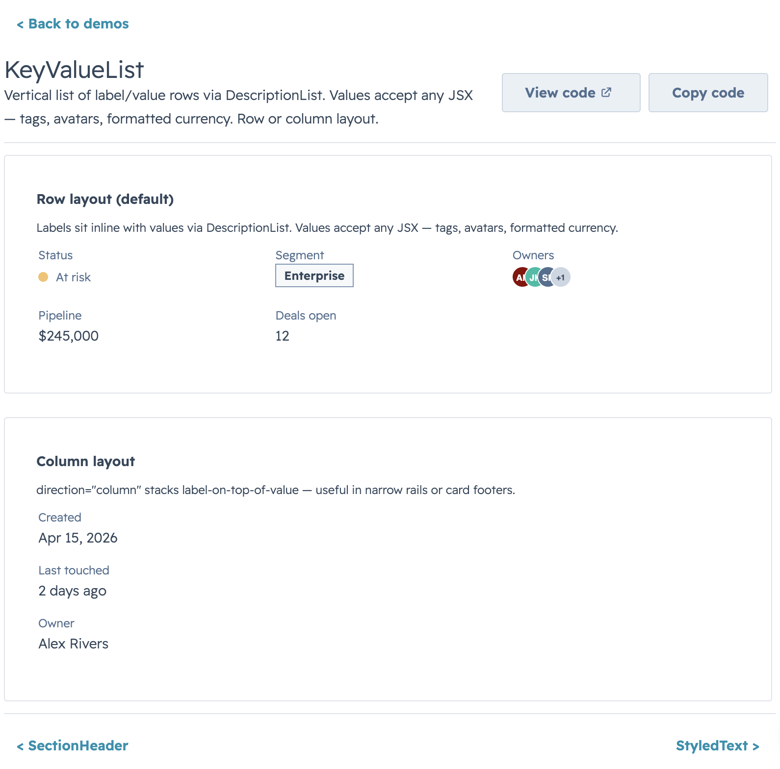 KeyValueList