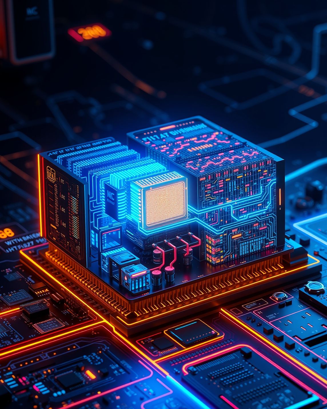 Self-Reconfiguring Hybrid Analog-Digital AI Chip Visualization