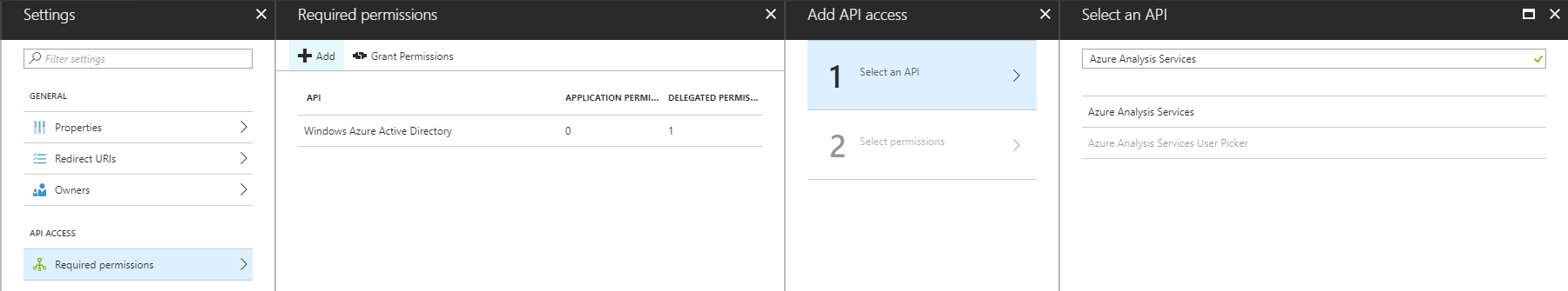 Select an API - Azure Analysis Services