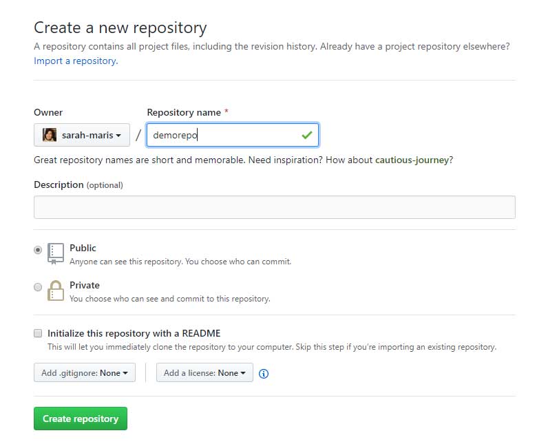 GitHub initialize new repo