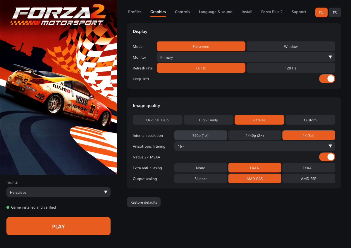 Launcher: graphics settings