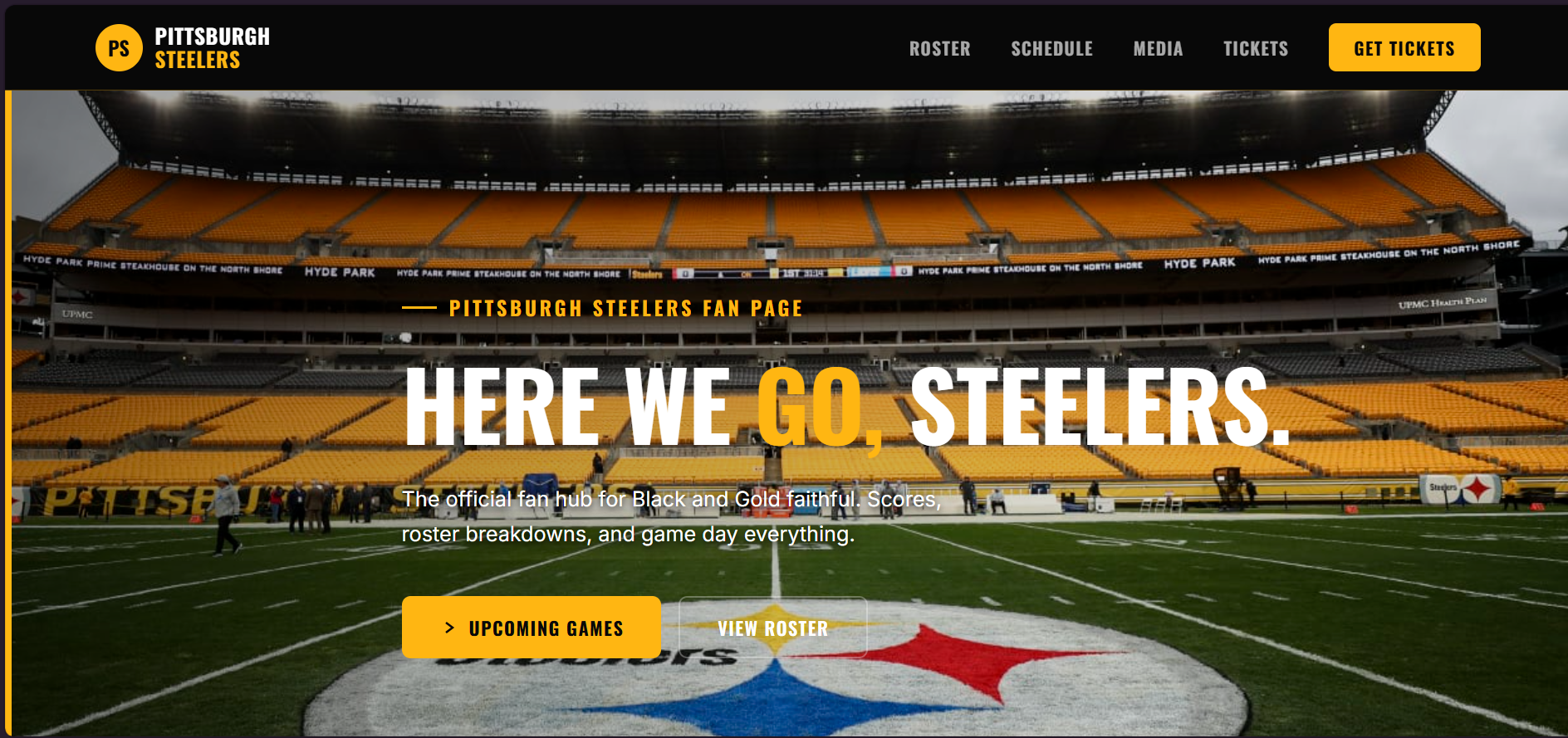 Steelers fan page header