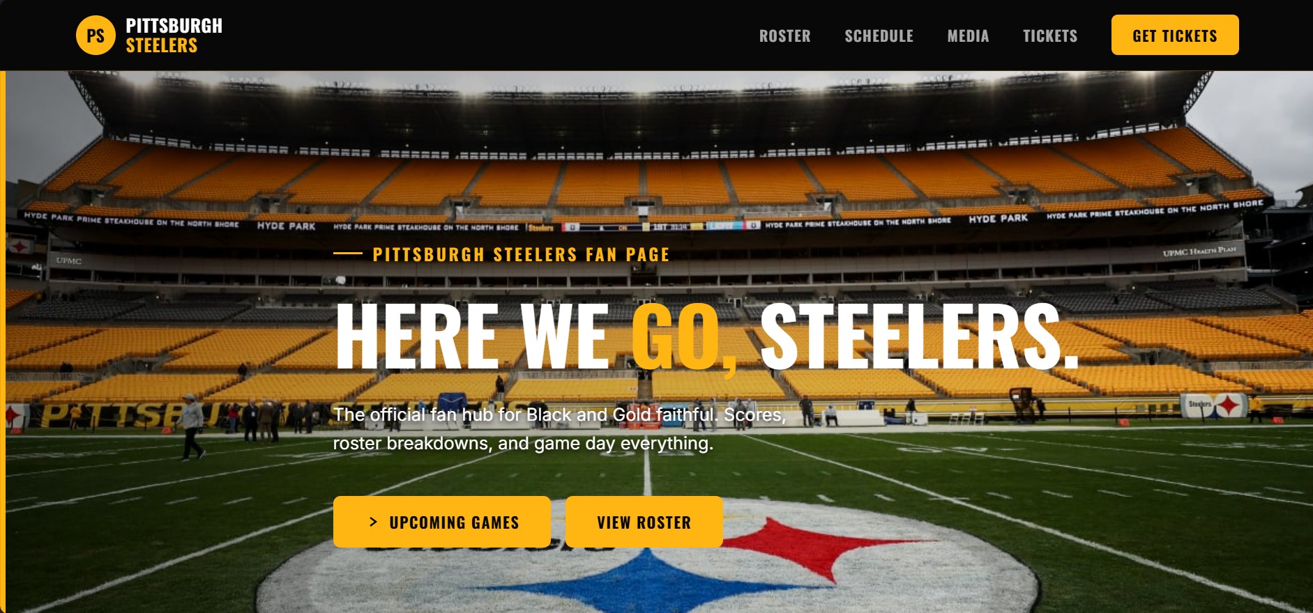 Steelers fan page header