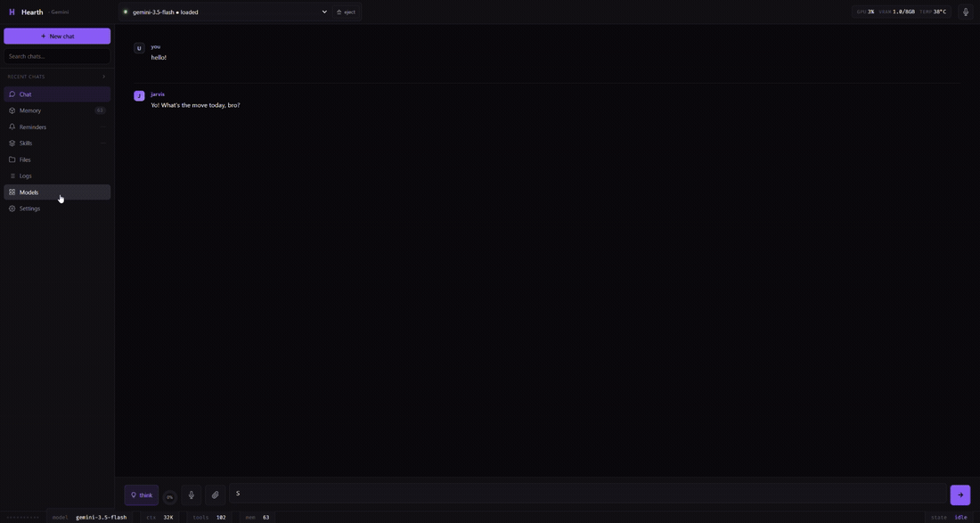 Downloading and running a model directly inside Hearth