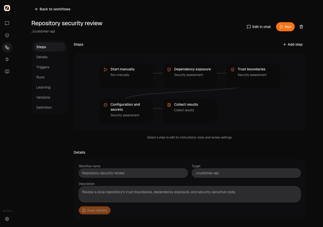 Workflow editor in Zero