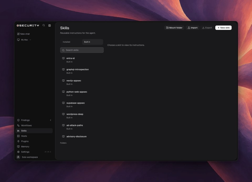 0 skills and memory: browse built-in skills and inspect saved lessons with source references