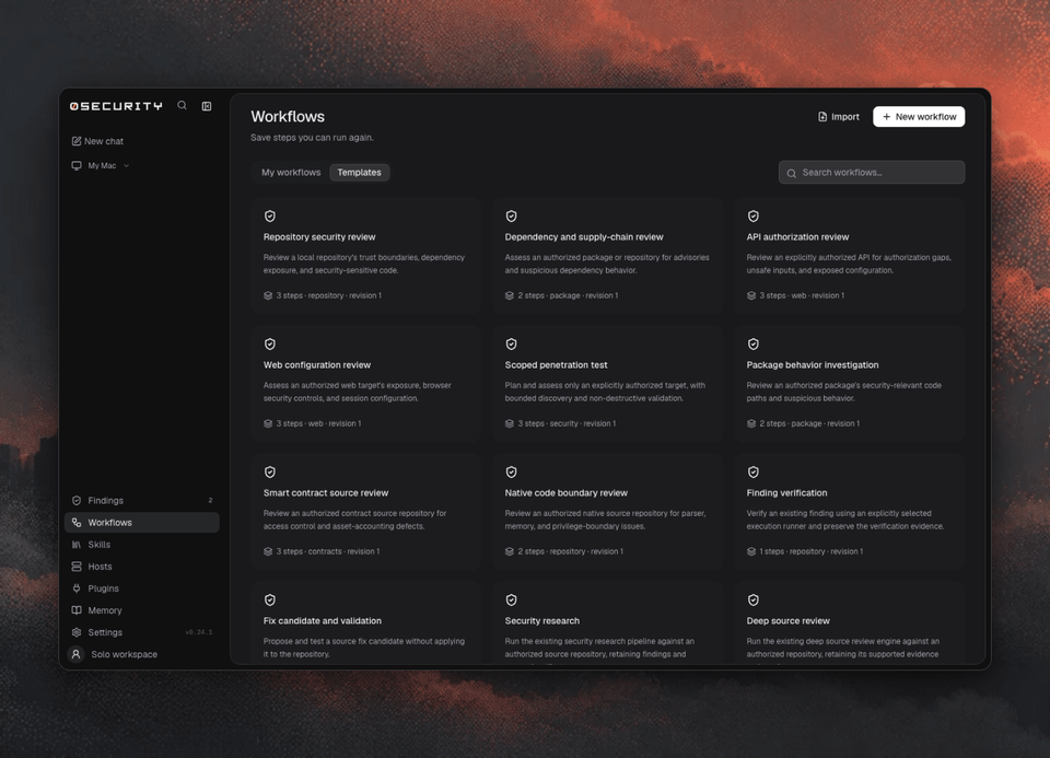 0 workflows: choose a template, inspect the workflow graph, and edit a review step