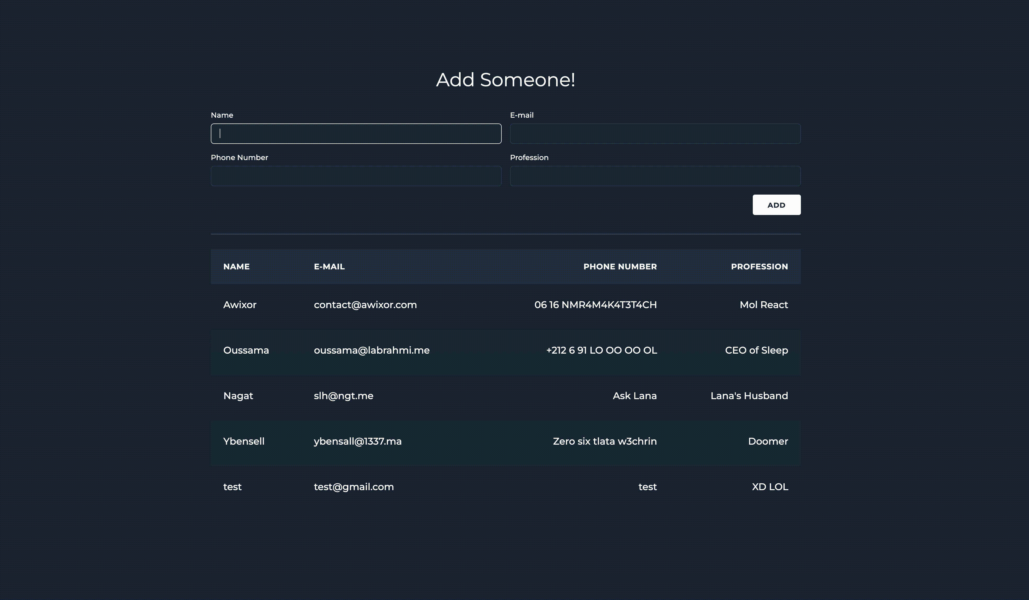 Demo of ChadsList