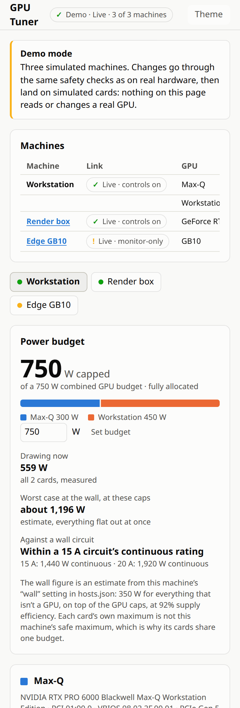 The same page at phone width