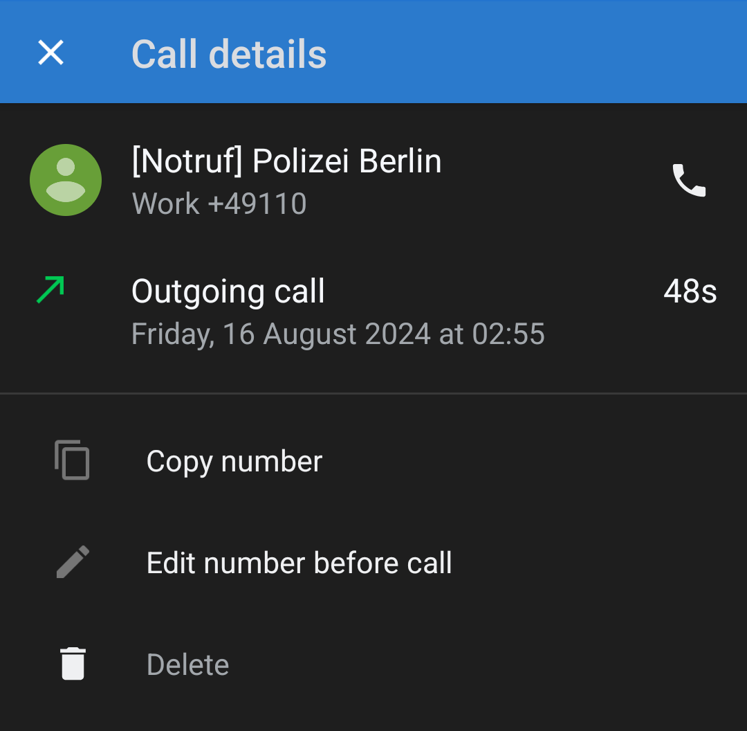 Call-Log: Notruf 16.08. 2:55