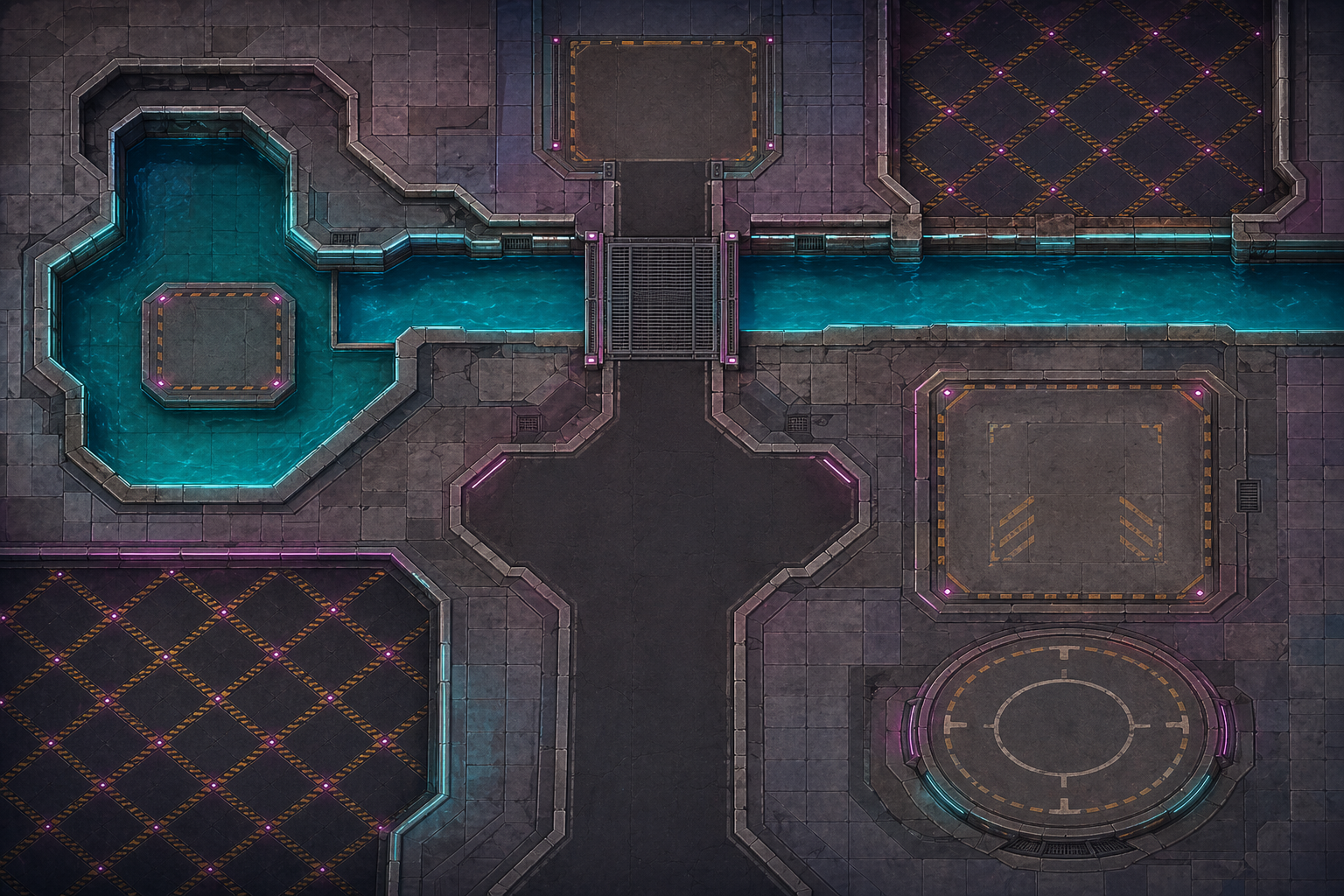 Ground-only cyberpunk canal base map