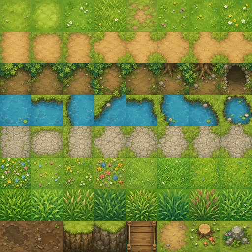 Image-generated Godot meadow tileset atlas