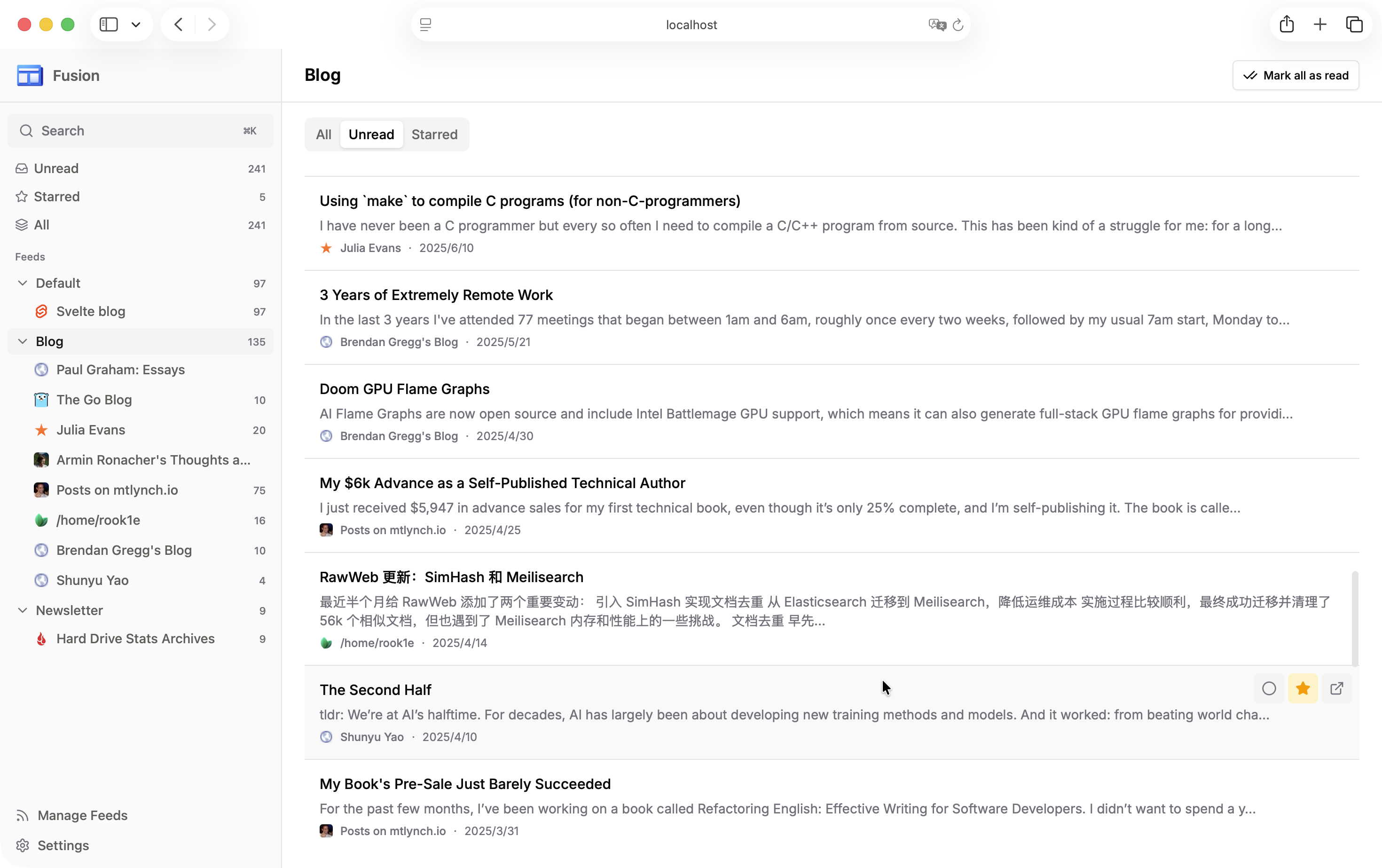 Article list view