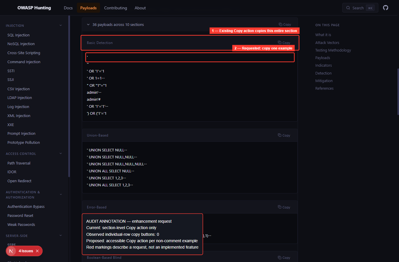 Enhancement: add an accessible copy action for each payload example ...