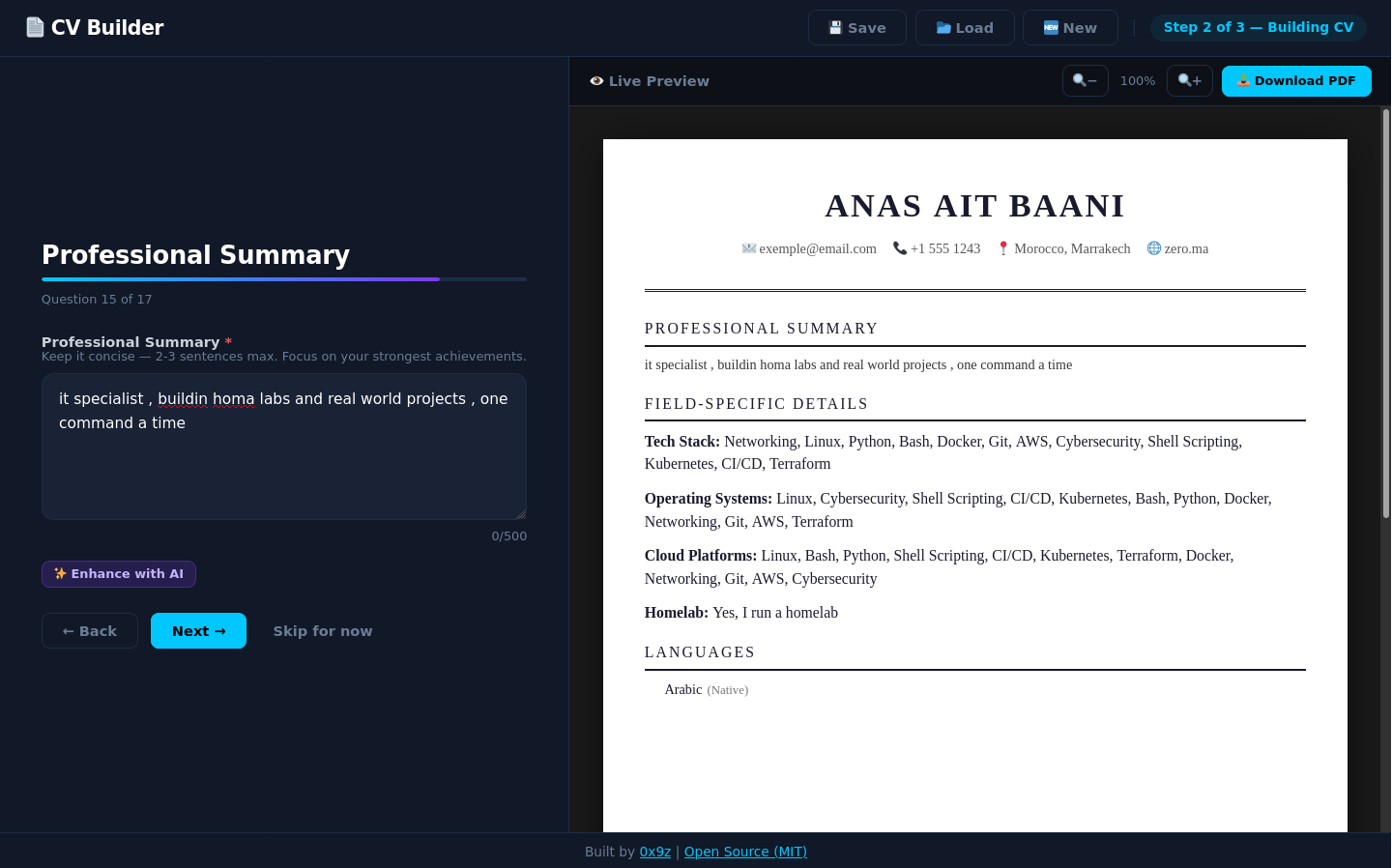 CV Builder