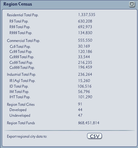 Region Census UI