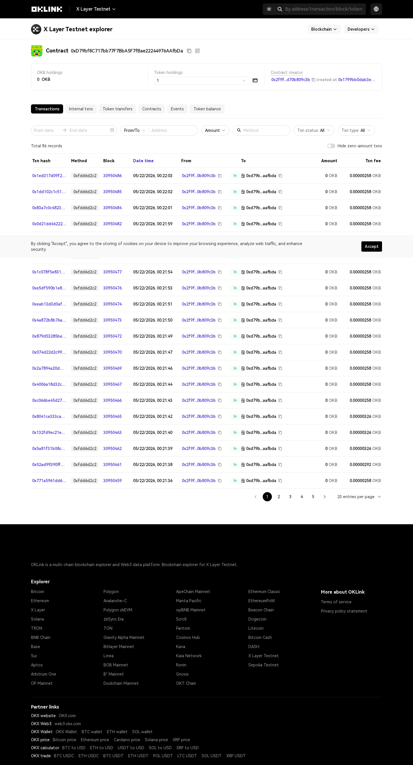 Live activity on X Layer