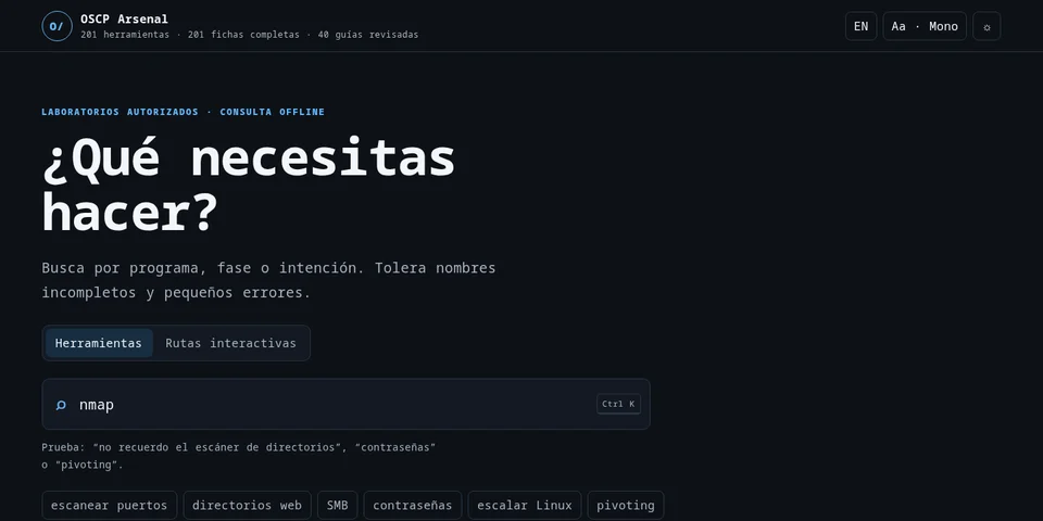 OSCP Arsenal offline search interface
