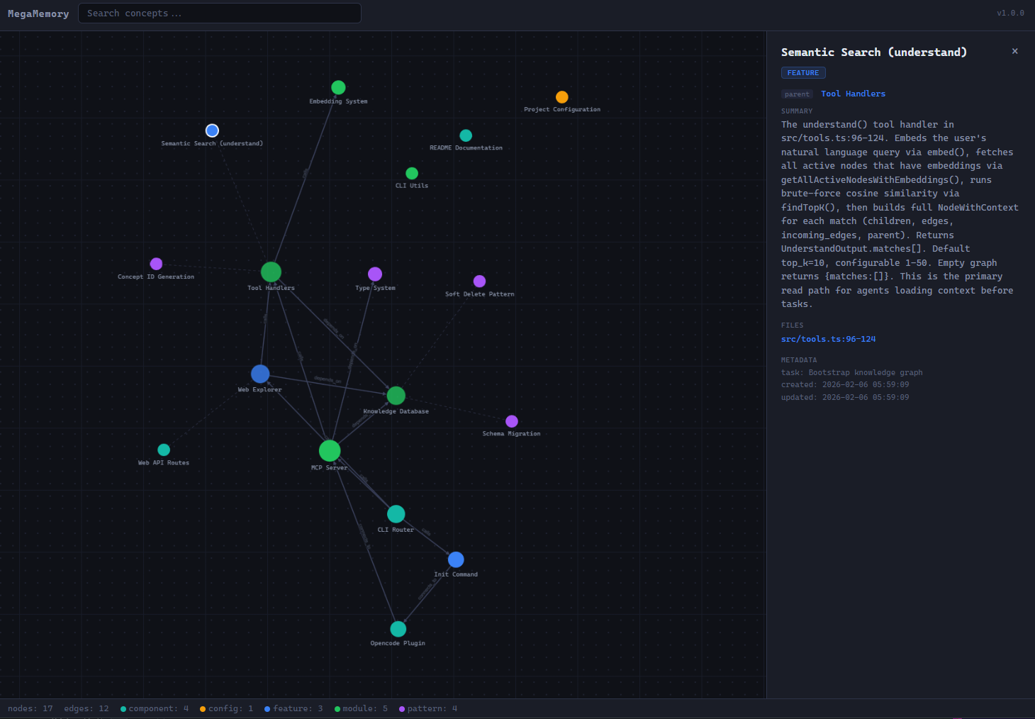 MegaMemory web explorer
