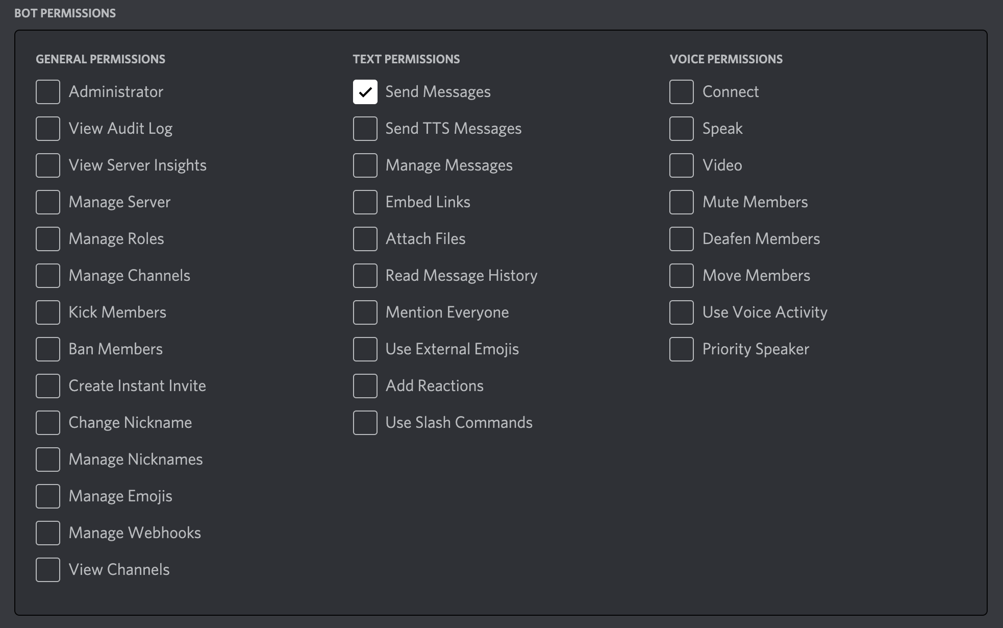 Discord bot permissions screenshot