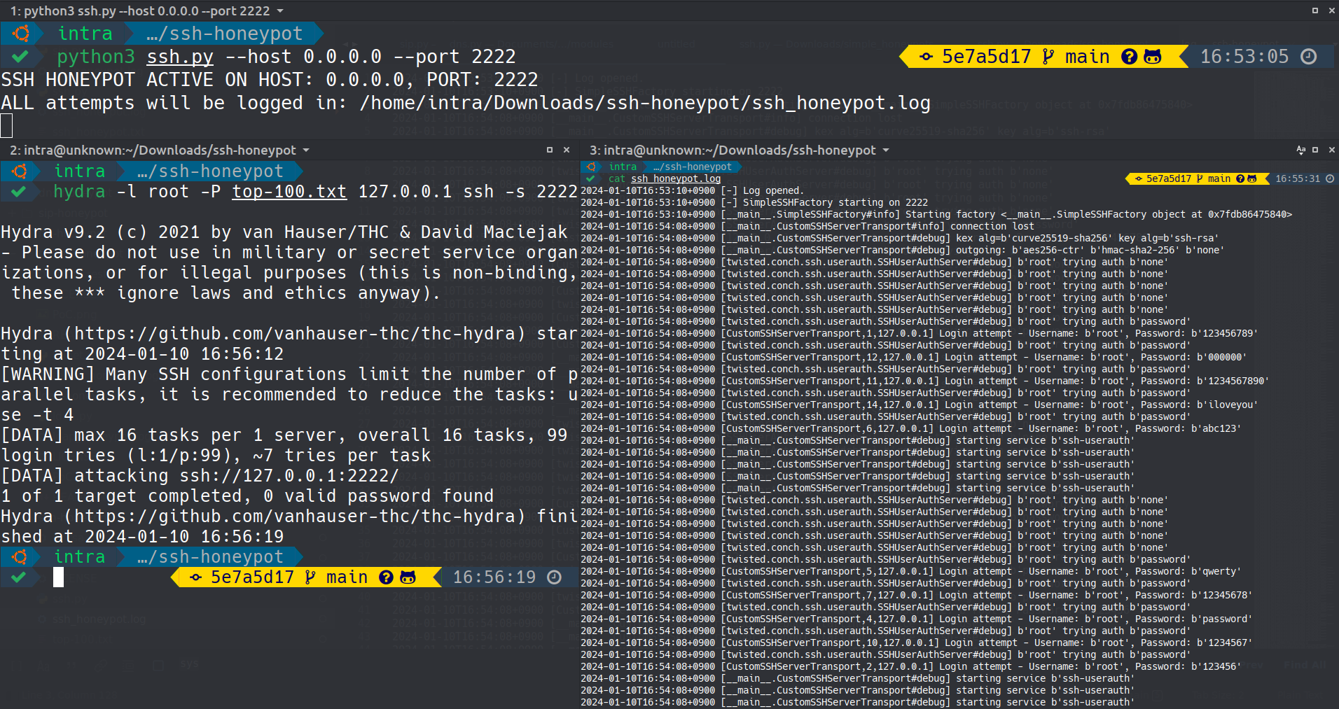 Simple SSH Honeypot in Action