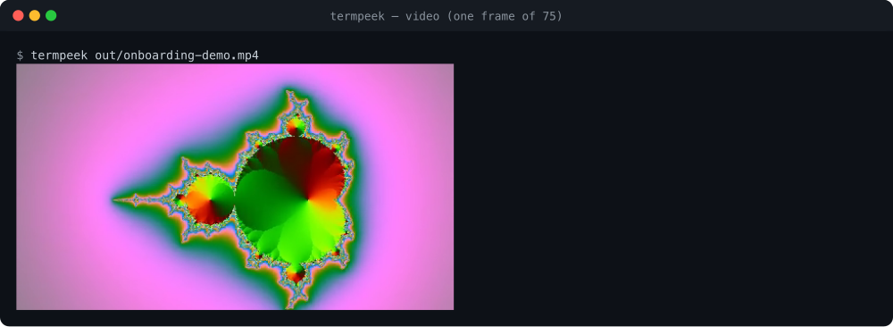 A frame of an animated clip rendered in the terminal.