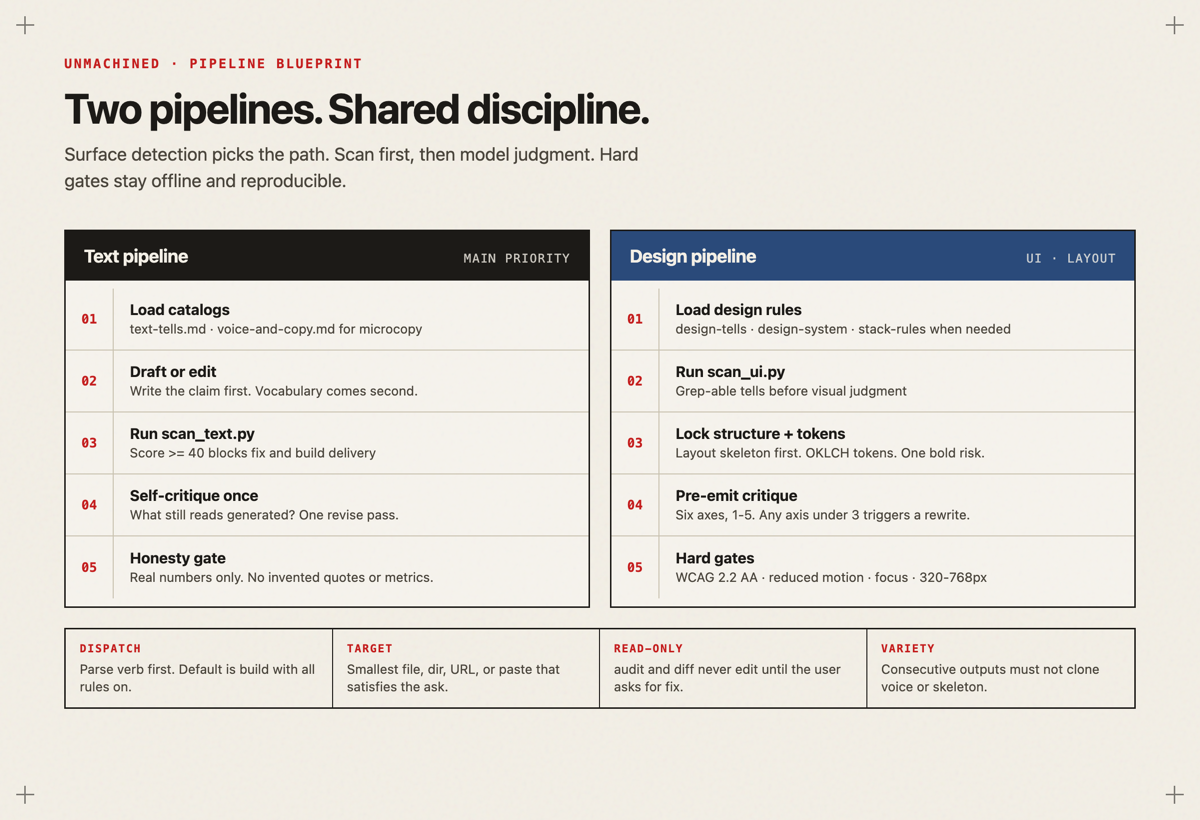 Text and interface pipelines