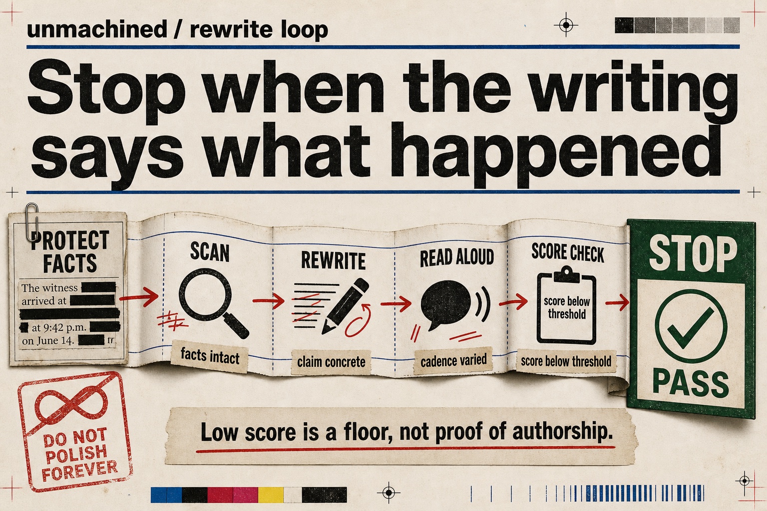 A bounded rewrite loop with an explicit stop gate