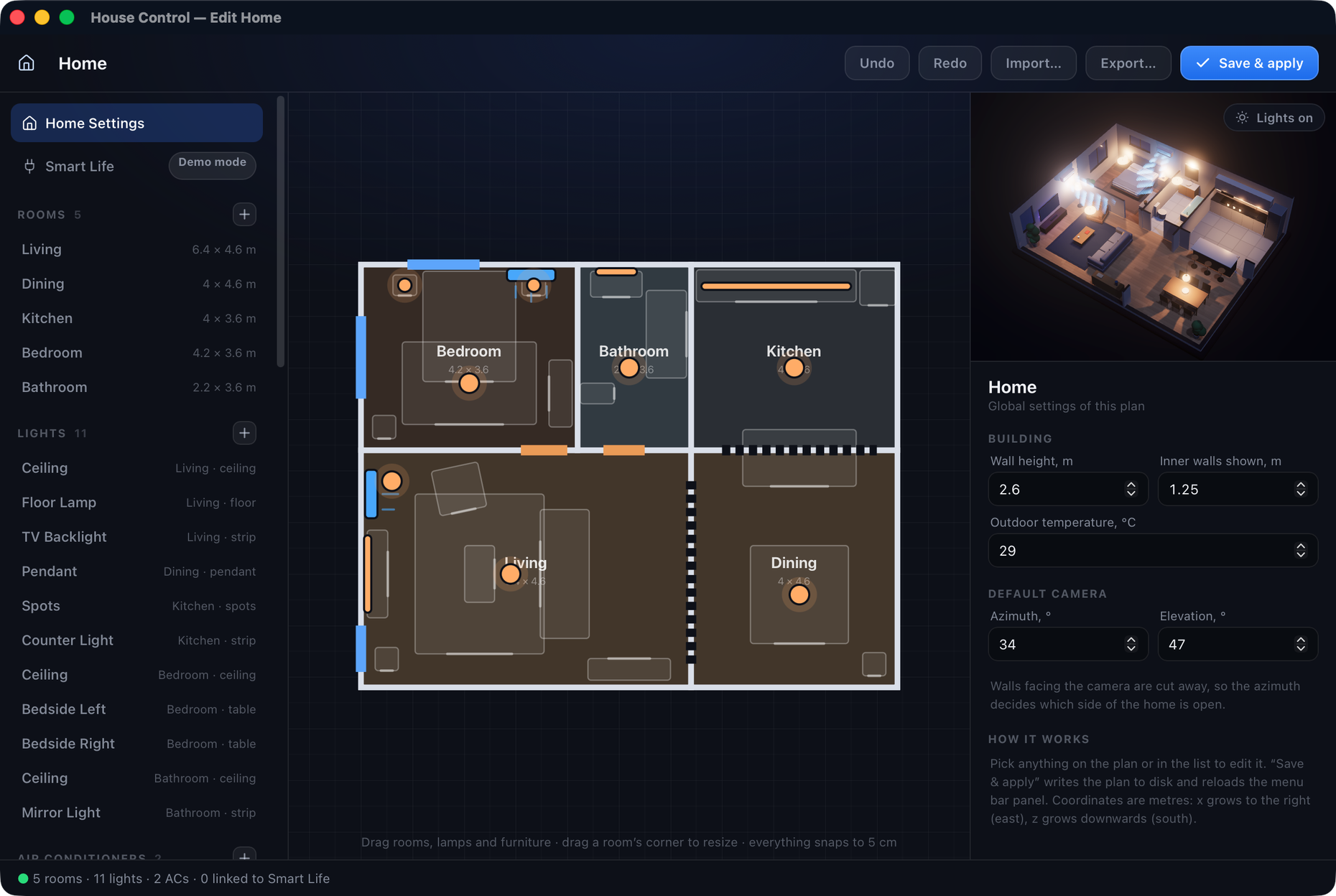 The floor plan editor
