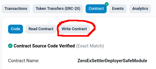 Click on "Write Contract"