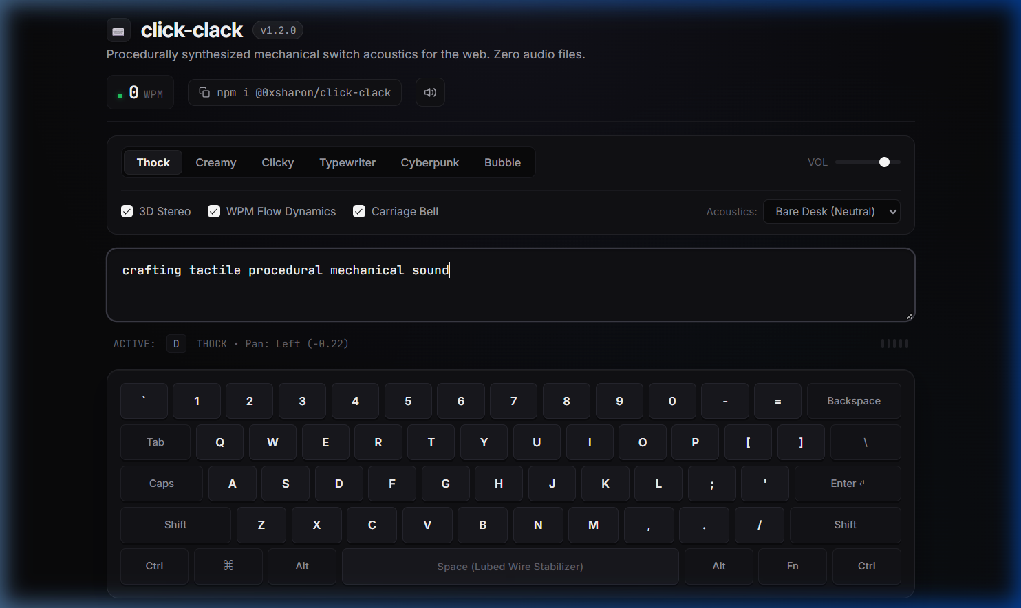 click-clack interactive mechanical keyboard studio demo