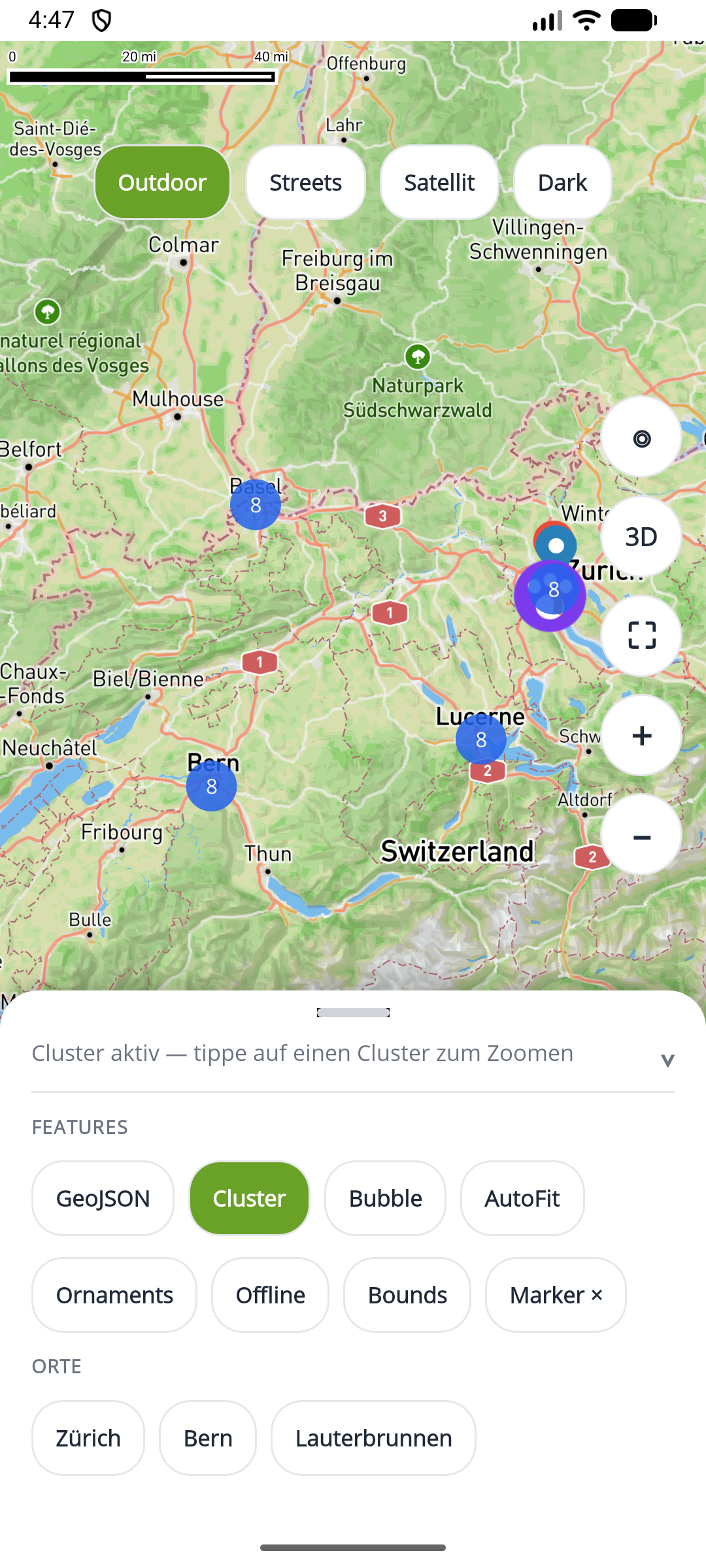Android cluster expanded after tap