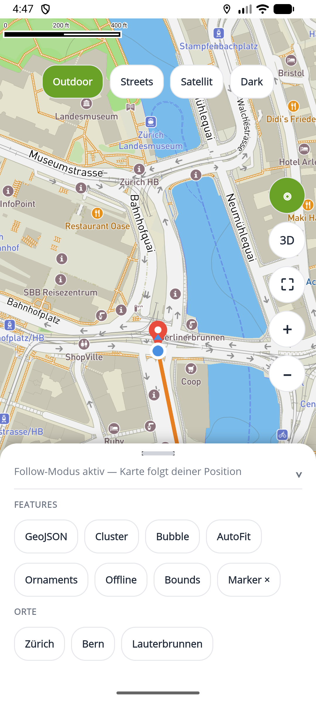 Android follow puck