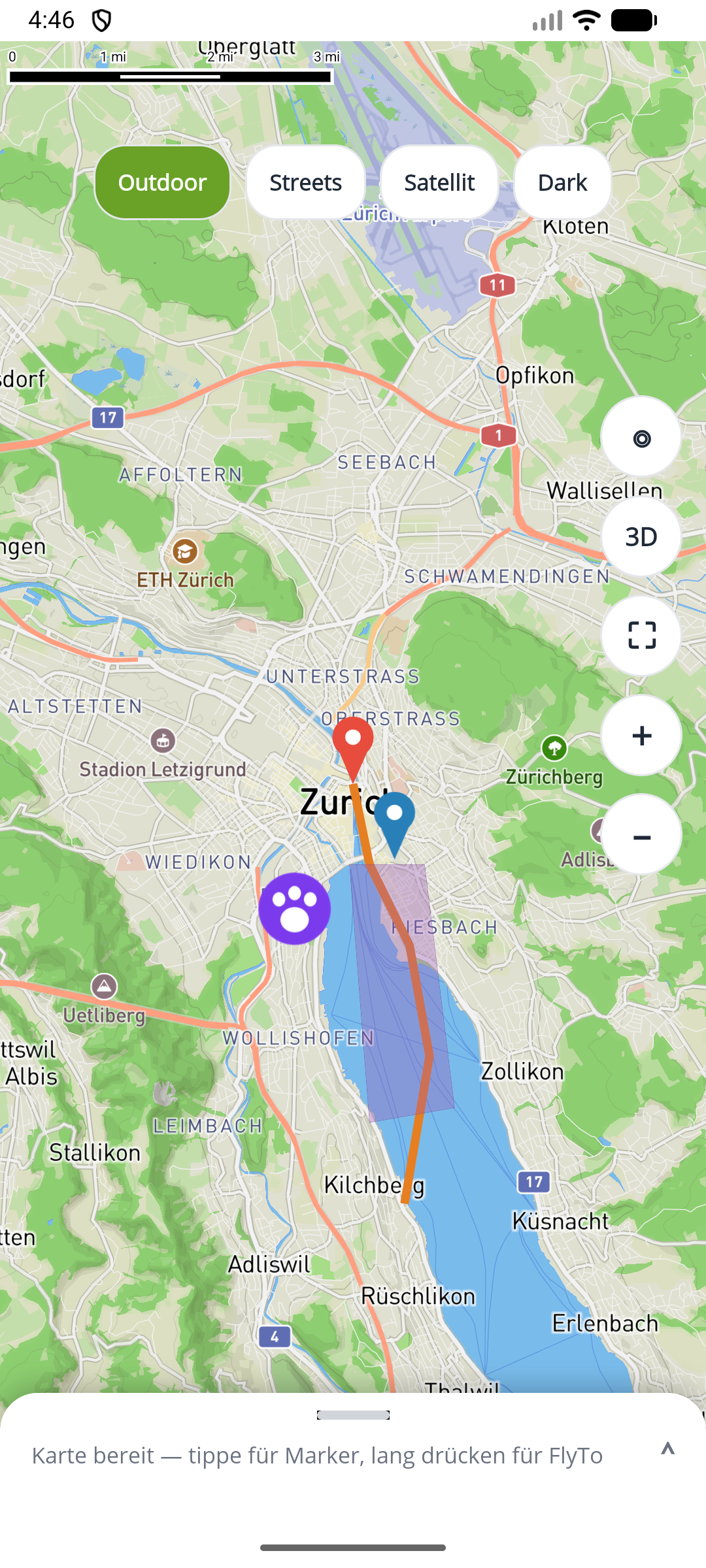 Android map with markers and shapes