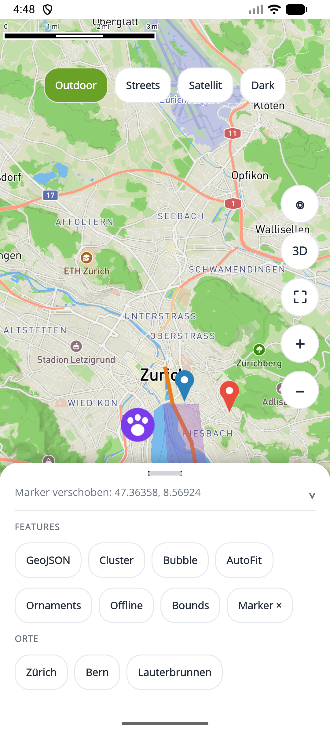 Android marker dragged to a new position
