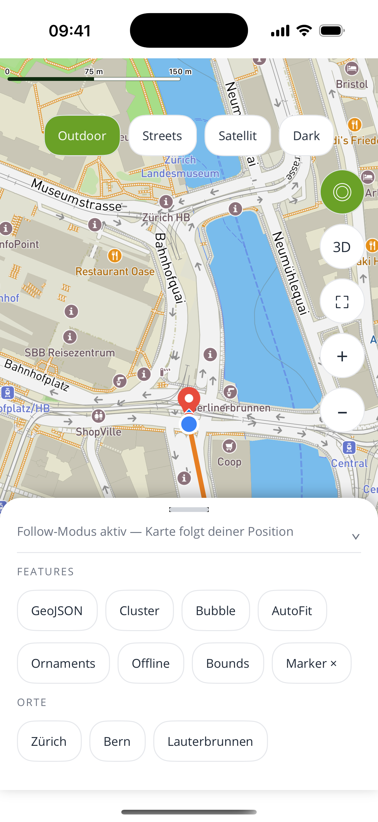 iOS follow puck